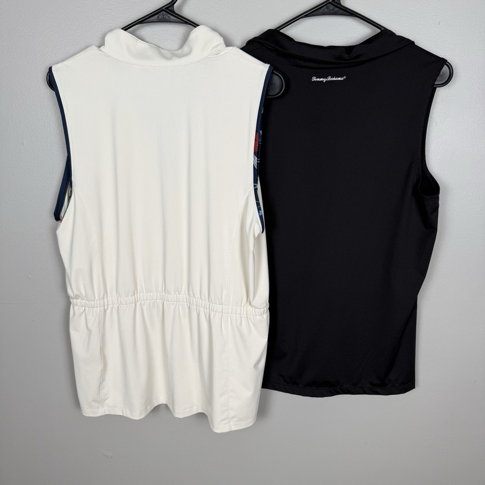 2 Golf Sleeveless Tops Tommy Bahama Lady Hagen Zip Collared Activewear Lot Sz Lg - Picture 2 of 16